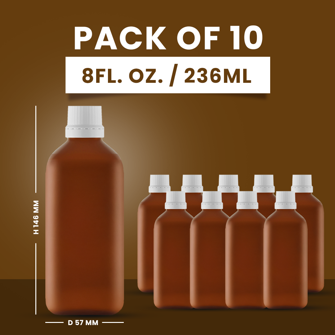 PET Refillable Bottle with White Cap 8 Fl OZ