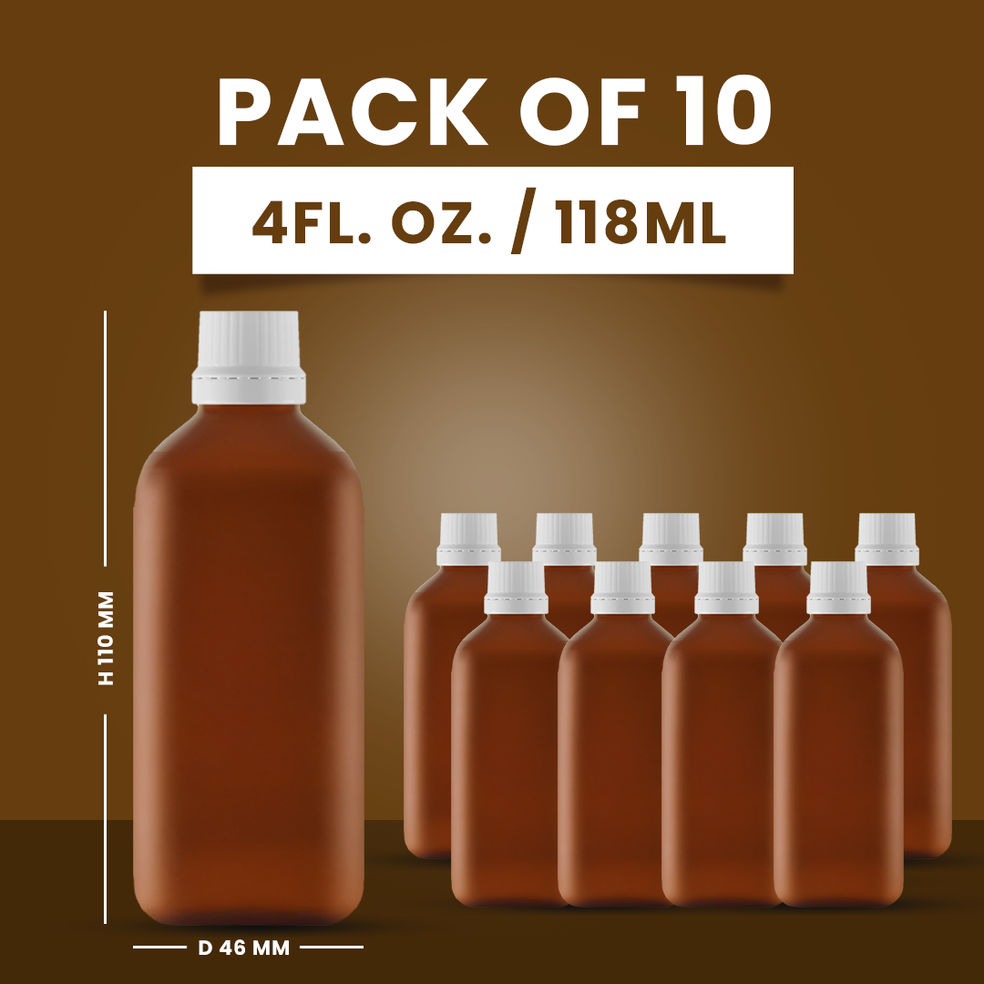 PET Refillable Bottle with White Cap 4 Fl OZ