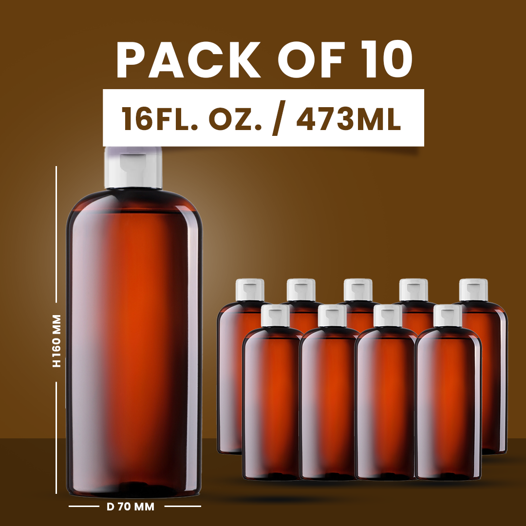 PET Refillable Bottle with White Cap 16 Fl OZ