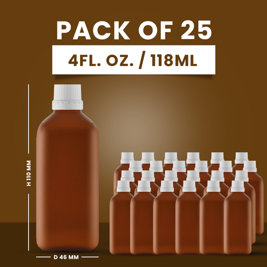 PET Refillable Bottle with White Cap 4 Fl OZ