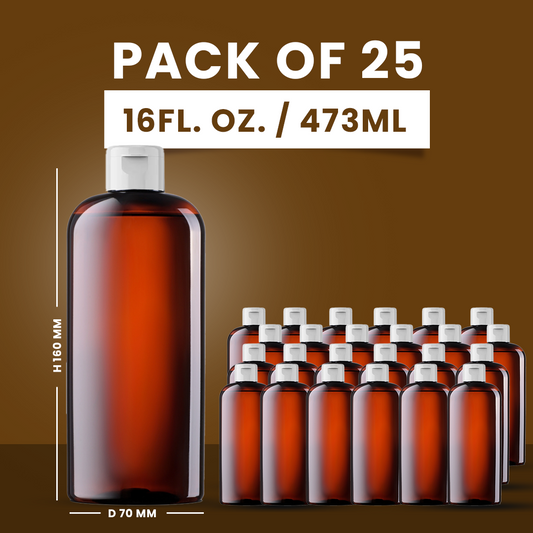 PET Refillable Bottle with White Cap 16 Fl OZ