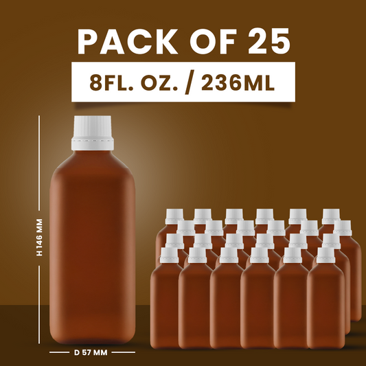 PET Refillable Bottle with White Cap 8 Fl OZ