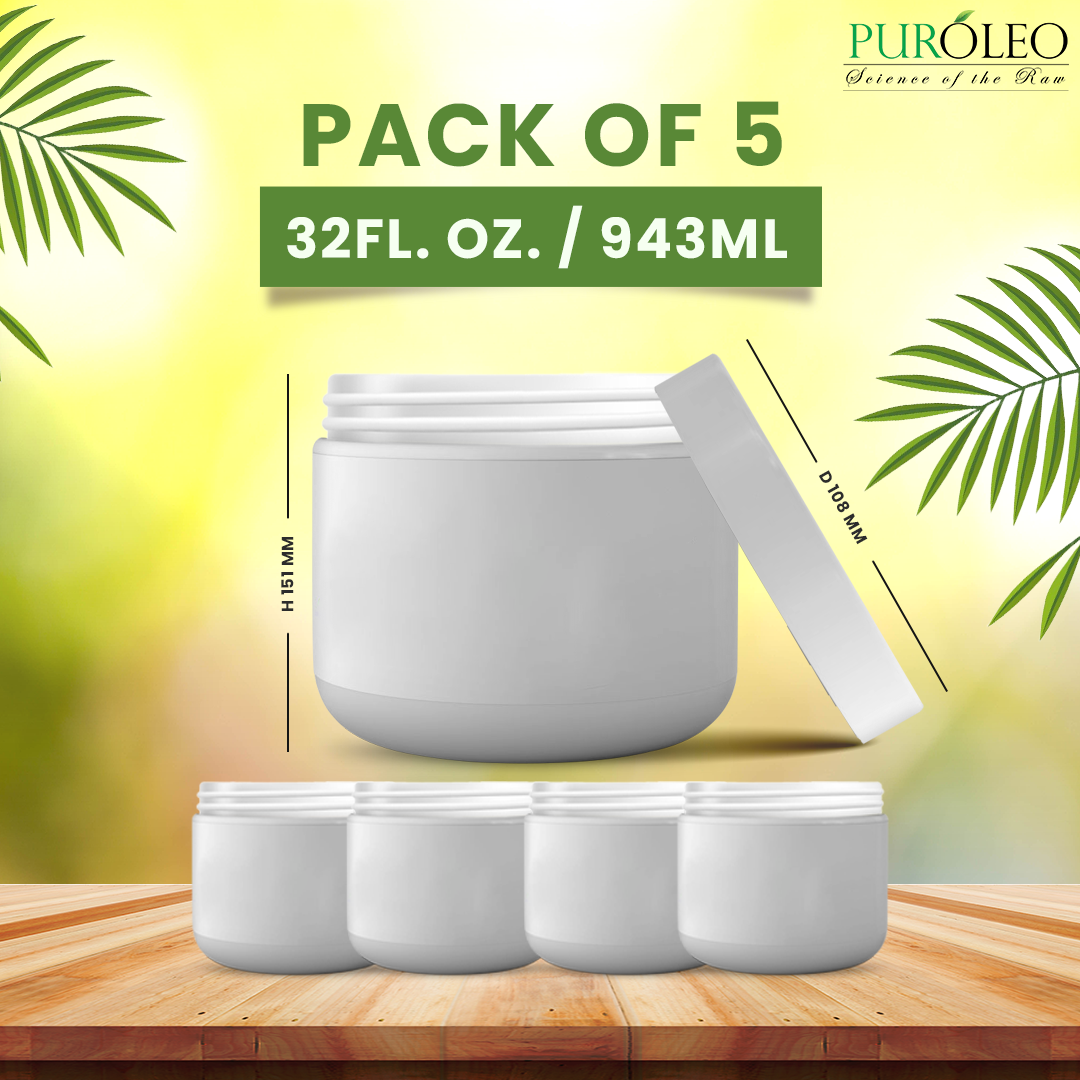 Round Base Jar White Makeup Containers 32 Fl OZ