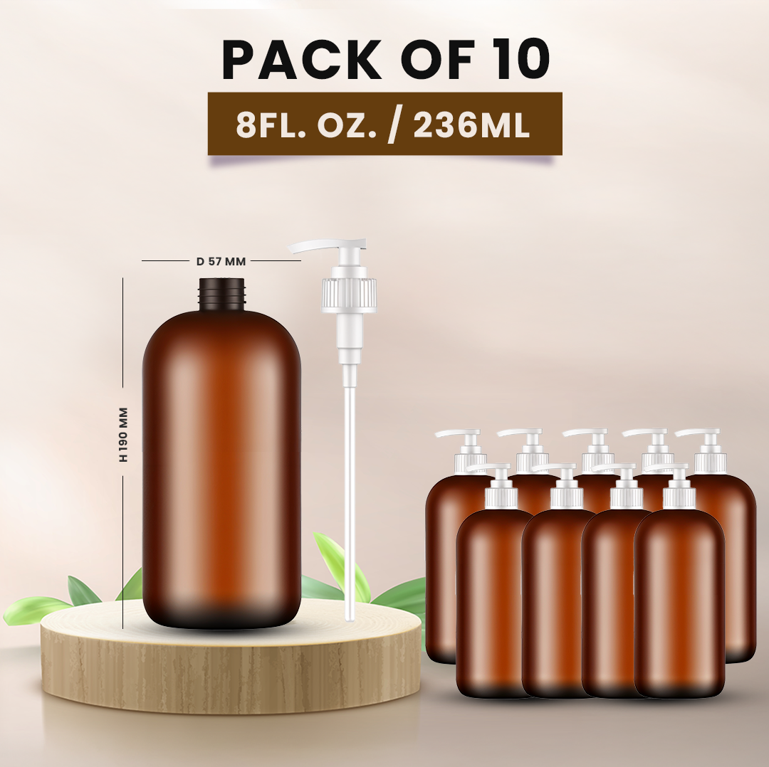 PET Refillable Bottle with White Spray Pump 8 Fl OZ