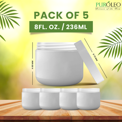 Round Base Jar White Makeup Containers 8 Fl OZ